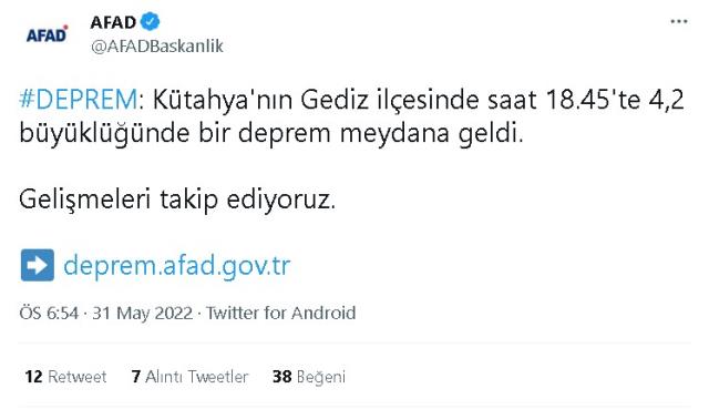 Kütahya'da deprem mi oldu? 31 Mayıs 2022 Kütahya'da nerede deprem oldu? 31 Mayıs Kütahya'da kaç büyüklüğünde deprem oldu? Merkez üssü neresi?