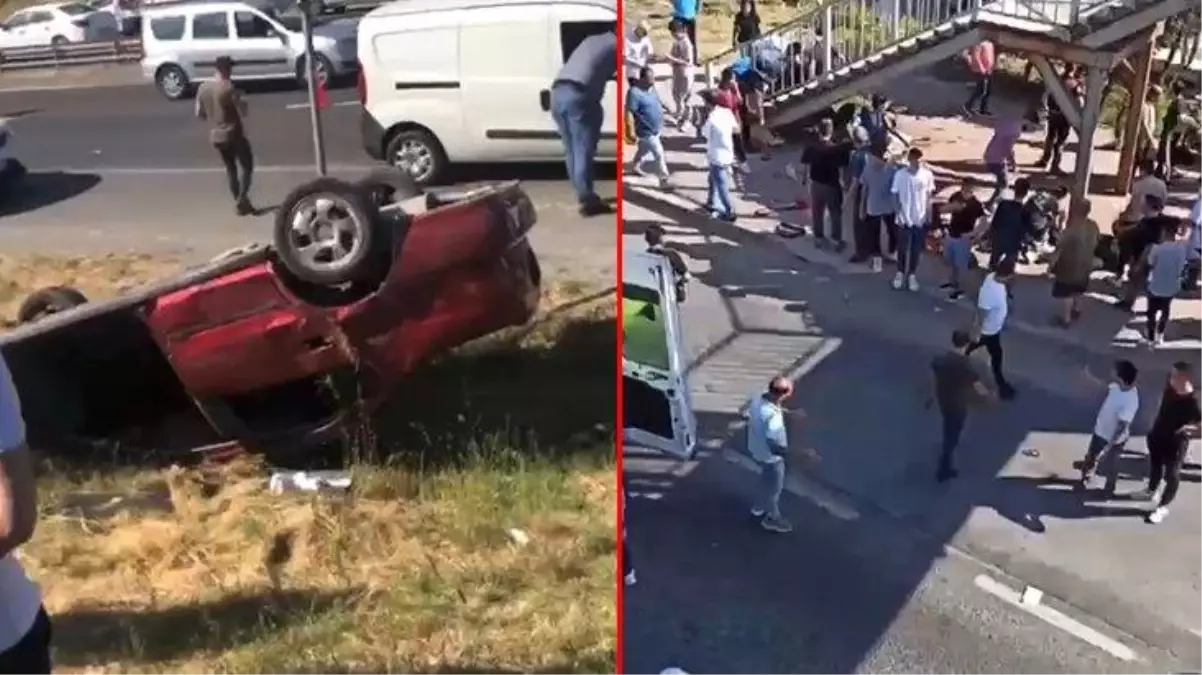 Büyükçekmece'de takla atan bir otomobil otobüs durağına daldı: 1 kişi öldü, 10 kişi yaralandı