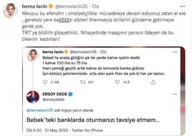 Bebek'teki fiyat artışına sinirlenen Berna Laçin, Ersoy Dede'nin yorumuna tepki gösterdi