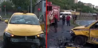 Sarı ışıkta süratlenen taksici, kamyonetle kafa kafaya çarpıştı: 2'si yolcu 3 yaralı