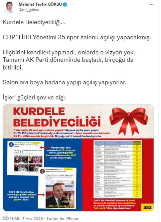 AK Partili Göksu'dan İmamoğlu'nun toplu spor salonu açılışına tepki: Kurdele belediyeciliği