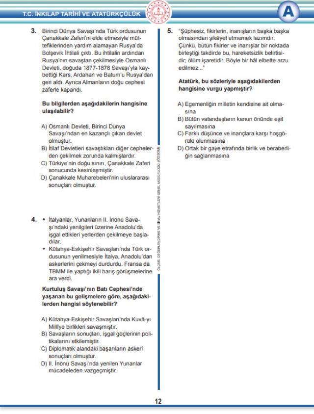 LGS 2022 Tarih, Din Kültürü, İngilizce soru ve cevapları! MEB 2022 LGS Tarih, Din Kültürü, İngilizce (Sözel) soruları ve cevapları nedir?