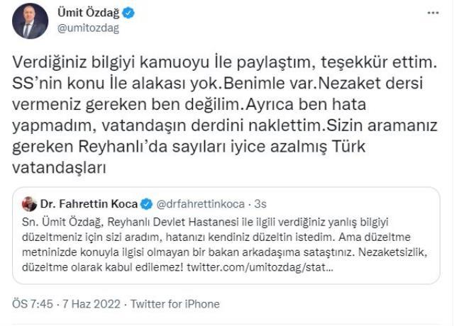 Ümit Özdağ, sakin kişiliğiyle bilinen Bakan Koca'yı çileden çıkardı: Nezaketsizlik, düzeltme olarak kabul edilemez