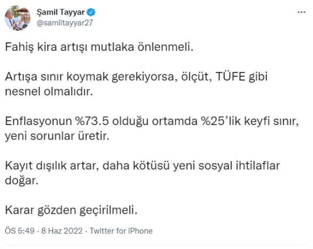 AK Partili Şamil Tayyar'dan kira artışına getirilen yüzde 25'lik sınıra tepki: Karar gözden geçirilmeli AK Partili Şamil Tayyar'dan kira artışına getirilen yüzde 25'lik sınıra tepki: Karar gözden geçirilmeli