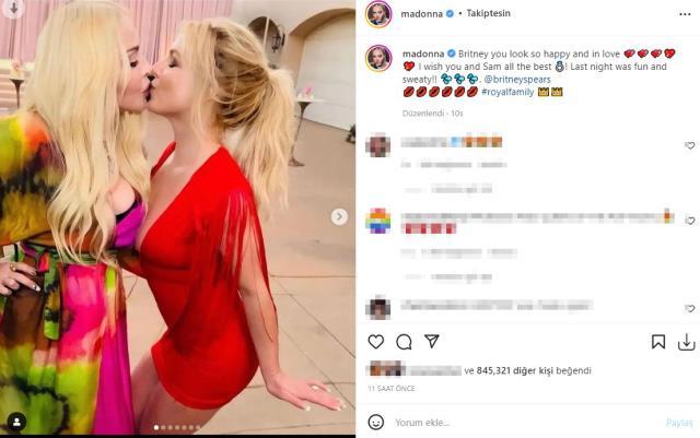 20 yıl sonra aynı poz! Britney Spears, bu sefer de kendi düğününde Madonna ile öpüştü