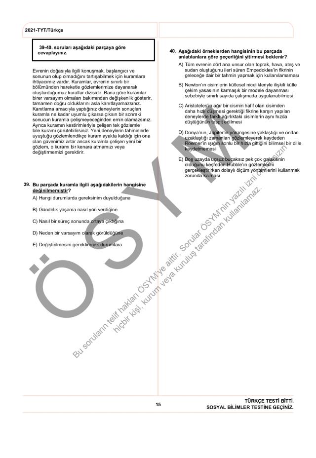 2021 TYT soruları PDF: 2021 TYT soruları ve cevapları!