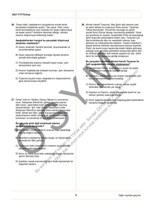 2021 TYT soruları PDF: 2021 TYT soruları ve cevapları!