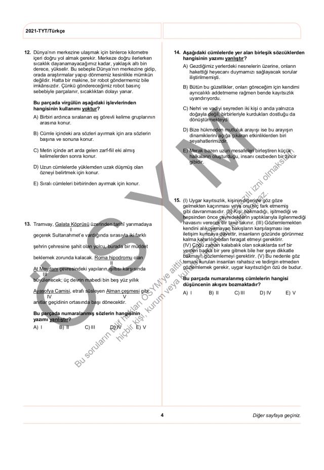 2021 TYT soruları PDF: 2021 TYT soruları ve cevapları!