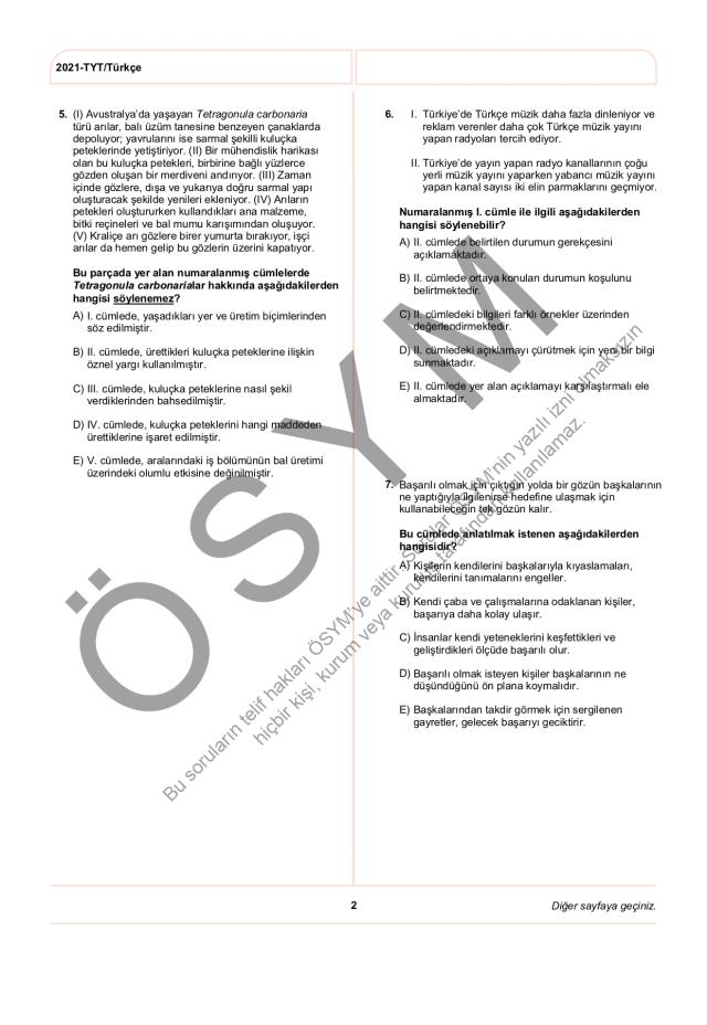 2021 TYT soruları PDF: 2021 TYT soruları ve cevapları!