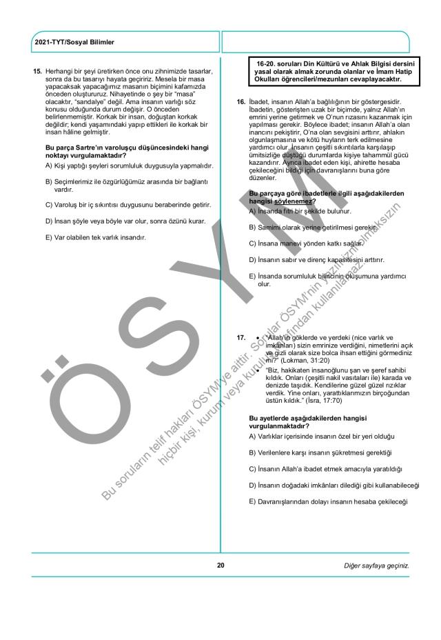 2021 TYT soruları PDF: 2021 TYT soruları ve cevapları!