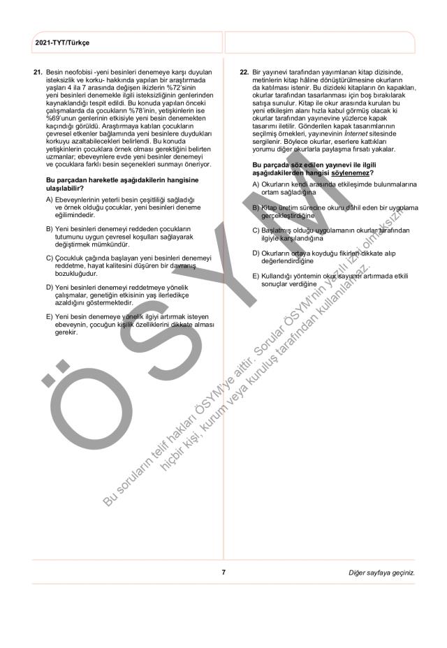 2021 TYT soruları PDF: 2021 TYT soruları ve cevapları!