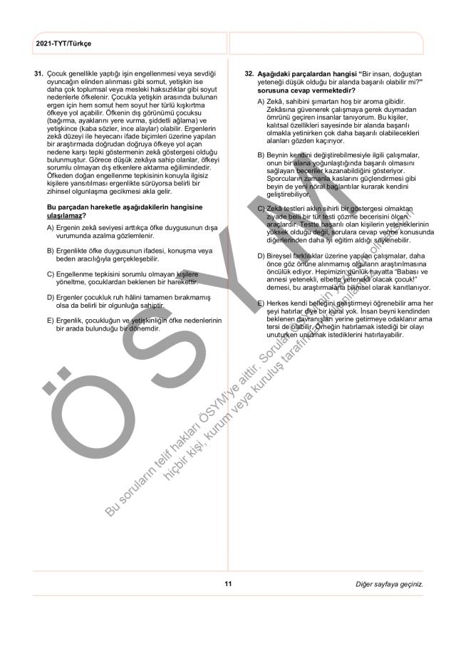 2021 TYT soruları PDF: 2021 TYT soruları ve cevapları!