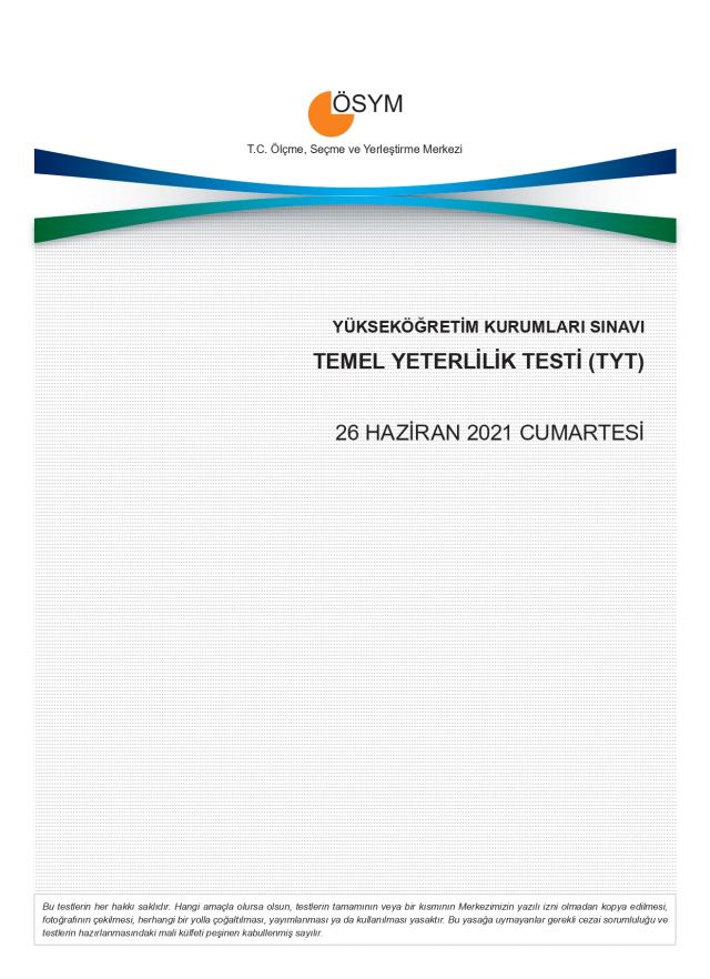 2021 TYT soruları PDF: 2021 TYT soruları ve cevapları!