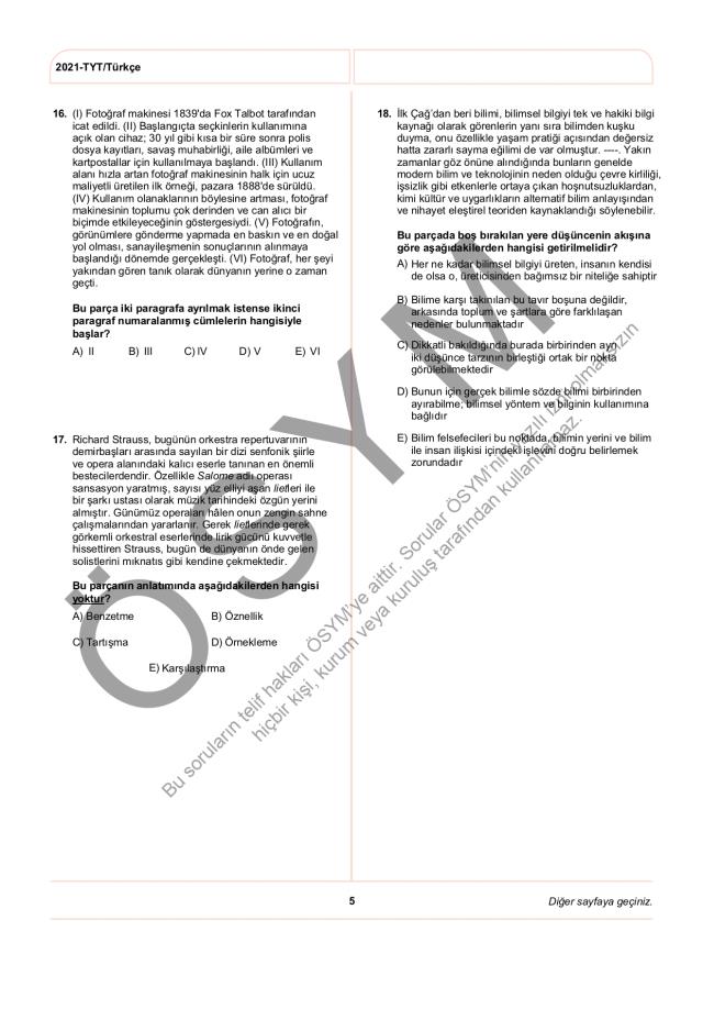 2021 TYT soruları PDF: 2021 TYT soruları ve cevapları!