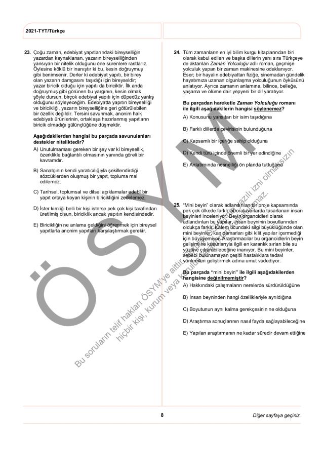 2021 TYT soruları PDF: 2021 TYT soruları ve cevapları!