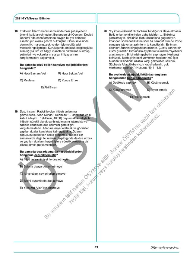 2021 TYT soruları PDF: 2021 TYT soruları ve cevapları!