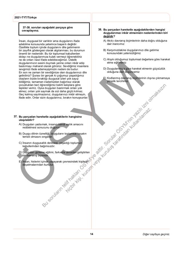 2021 TYT soruları PDF: 2021 TYT soruları ve cevapları!