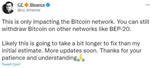 Bitcoin çakıldı! Kripto para borsası Binance çekim işlemlerini durdurdu Bitcoin çakıldı! Kripto para borsası Binance çekim işlemlerini durdurdu