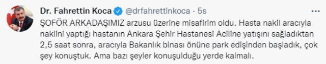Fahrettin Koca, 'Sağlık Bakanı gelmezse kendimi patlatırım' protestosunda bulunan ambulans şoförüyle bir araya geldi