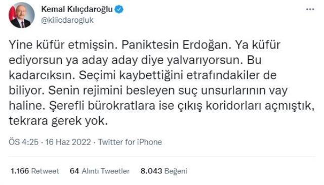 Kılıçdaroğlu'ndan kendisine 'En çürük siyasetçi' diyen Cumhurbaşkanı Erdoğan'a yanıt: Seçimi kaybettiği etrafındakiler de biliyor