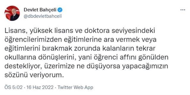 MHP lideri Bahçeli'den öğrencileri heyecanlandıran vaat: Üniversite sınavı kaldırılacak MHP lideri Bahçeli'den öğrencileri heyecanlandıran vaat: Üniversite sınavı kaldırılacak