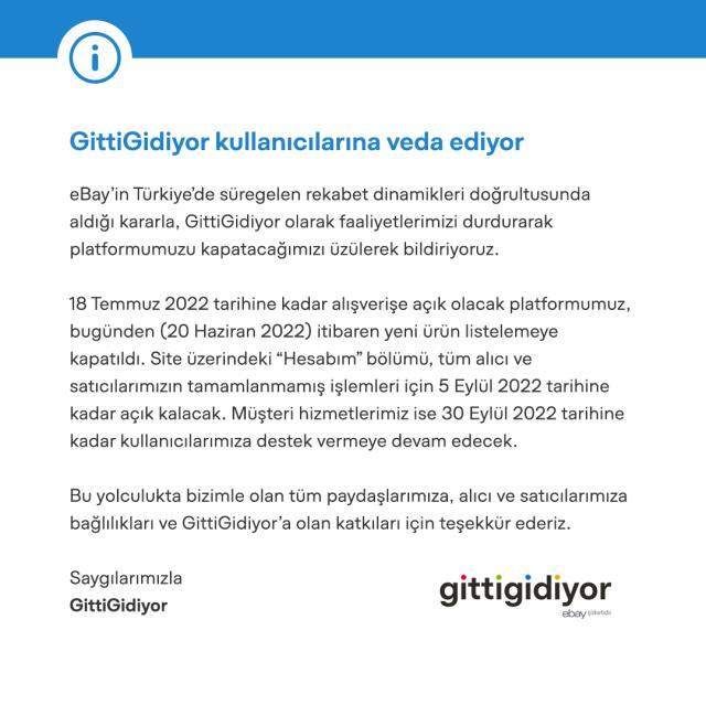 Gittigidiyor kapanıyor mu, ne zaman, hangi gün kapanacak? Gittigidiyor neden kapanıyor, resmi açıklama geldi mi?