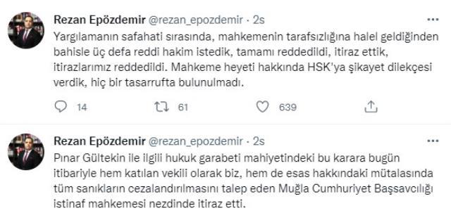 Pınar Gültekin'in katiline verilen ceza sonrası hem aile hem Cumhuriyet Başsavcılığı karara itiraz etti Pınar Gültekin'in katiline verilen ceza sonrası hem aile hem Cumhuriyet Başsavcılığı karara itiraz etti