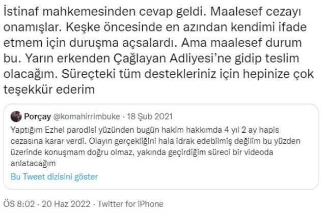 Youtube fenomeni Porçay hakkında verilen 4 yıl hapis cezası onandı Youtube fenomeni Porçay hakkında verilen 4 yıl hapis cezası onandı