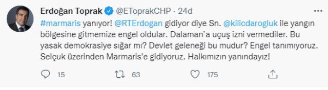 Yangın bölgesine gitmek isteyen Kılıçdaroğlu'nun uçağına iniş izni verilmedi