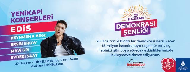 23 Haziran Demokrasi Şenliği: İBB Demokrasi konseri hangi sanatçılar var? Yenikapı miting alanı konser detayları! 23 Haziran Demokrasi Şenliği: İBB Demokrasi konseri hangi sanatçılar var? Yenikapı miting alanı konser detayları!
