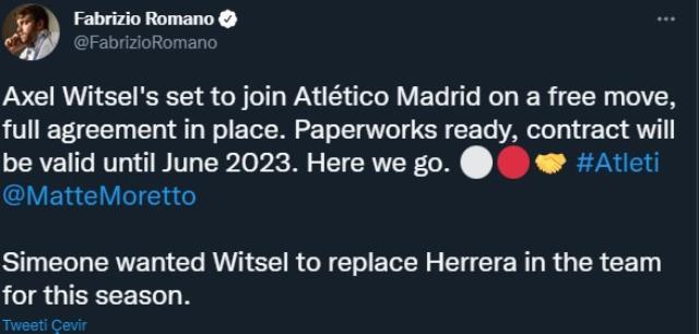 Galatasaray istedi, dünya devi kaptı! Axel Witsel İspanyol kulübüne imzayı atıyor Galatasaray istedi, dünya devi kaptı! Axel Witsel İspanyol kulübüne imzayı atıyor