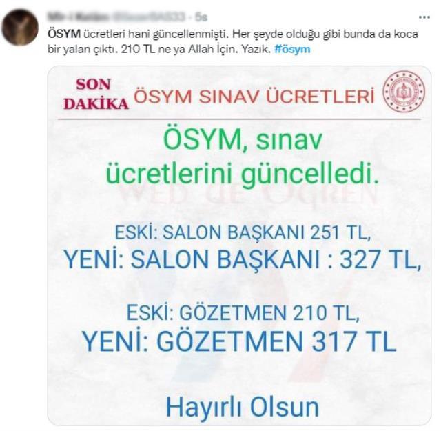 ÖSYM sınav gözetmenlerine geçen yılın ücretlerini yatırdı, öğretmenlerin tepkileri sosyal medyayı salladı