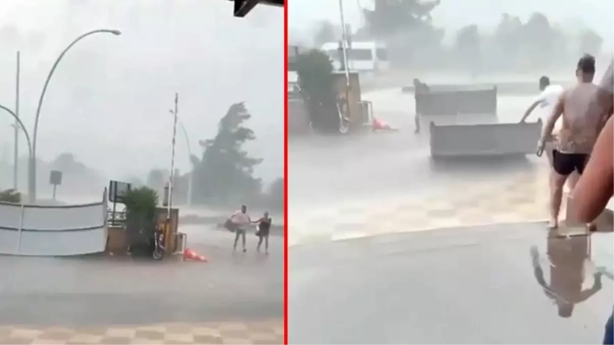 Fırtına şiddetini artırınca dehşeti yaşadılar! Turist çift, dev kapağın altında kaldı
