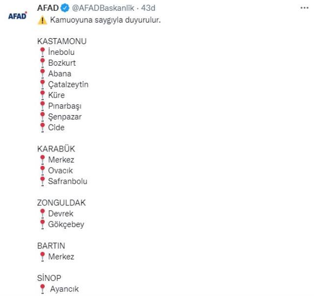 AFAD'dan Batı Karadeniz'de 5 il, 15 ilçe için kritik uyarı: Taşkın riski tehlikeli boyutlara ulaştı