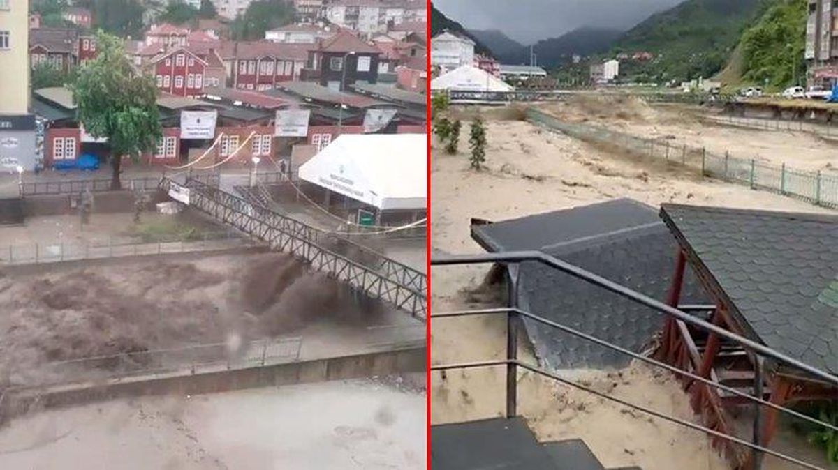 Son dakika! İnebolu'da sel nedeniyle 2 köprü çöktü! Vatandaşlara 'Dükkan açmayın, üst katlara çıkın' uyarısı yapılıyor