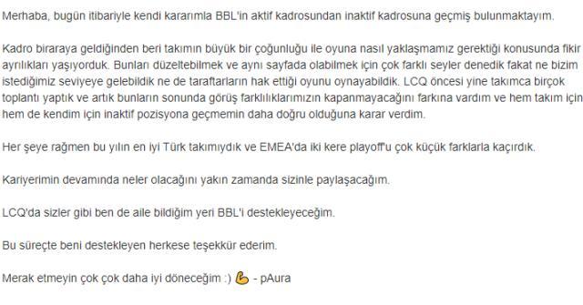 BBL Esports'ta pAura ile yollar ayrıldı