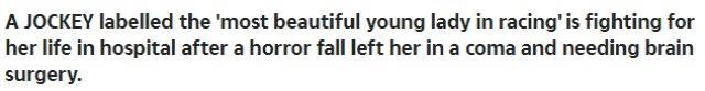 Attan düştü, komaya girdi! 'En güzel jokey' olarak bilinen Kilner yaşam mücadelesi veriyor