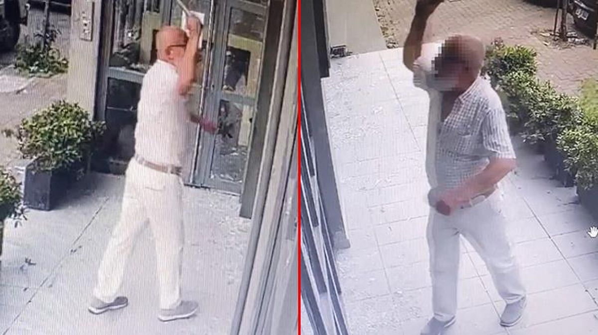 Eski iş yerini basan adam, çekiçle kırmadık cam bırakmadı! Ortalık savaş alanına döndü