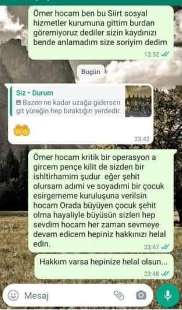 Şehit Uzman Çavuş Enes Özgül'ün vasiyeti okuyanları duygulandırdı: Adım bir çocuk esirgeme kurumuna verilsin Şehit Uzman Çavuş Enes Özgül'ün vasiyeti okuyanları duygulandırdı: Adım bir çocuk esirgeme kurumuna verilsin