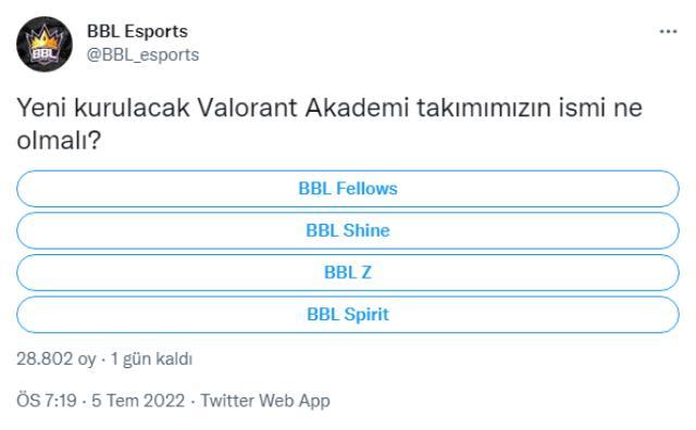 BBL Esports, Valorant Akademi takımı için isim arayışlarına başladı