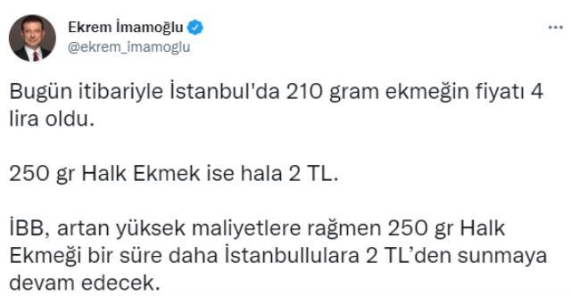 İstanbul'da ekmek fiyatı 4 liraya yükselirken Halk Ekmek'e de zam gelecek mi? İmamoğlu'ndan yanıt geldi İstanbul'da ekmek fiyatı 4 liraya yükselirken Halk Ekmek'e de zam gelecek mi? İmamoğlu'ndan yanıt geldi