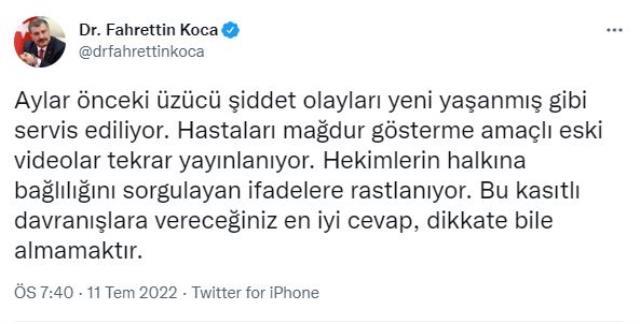 Bakan Koca'dan sosyal medyadaki videolar için vatandaşlara uyarı: Dikkate bile almayın Bakan Koca'dan sosyal medyadaki videolar için vatandaşlara uyarı: Dikkate bile almayın