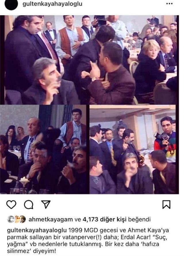 Gülten Kaya'dan eşi Ahmet Kaya'ya çatal fırlatan Erdal Acar'ın tutuklanmasına ilişkin ilk paylaşım