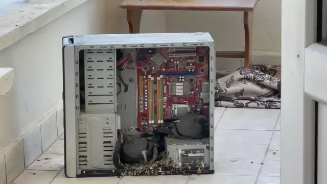 Evin balkonunda unutulan bilgisayar kasası güvercinlere yuva oldu Evin balkonunda unutulan bilgisayar kasası güvercinlere yuva oldu