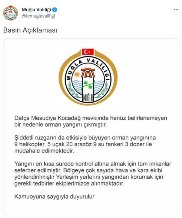 Datça'daki orman yangını rüzgarın etkisiyle büyüdü! Söndürme çalışmaları havadan ve karadan sürüyor