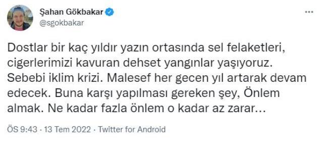 Her yangında 'Nerede bu uçaklar' diye soran Şahan Gökbakar bu kez THK uçaklarını havada görünce memnun kaldı