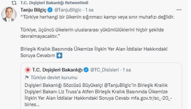 İngiltere'nin Türkiye'yi Ruanda planına dahil etmek istemesine Dışişleri'nden tepki: Türkiye, herhangi bir ülkenin sığınmacı kampı olmayacak İngiltere'nin Türkiye'yi Ruanda planına dahil etmek istemesine Dışişleri'nden tepki: Türkiye, herhangi bir ülkenin sığınmacı kampı olmayacak