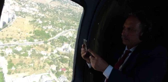 Başkan Yalçın Talas'ı helikopterden denetledi