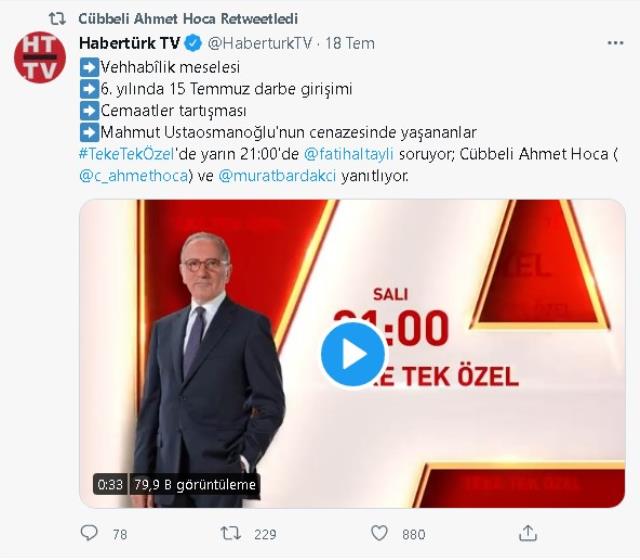 Habertürk Teke Tek canlı izle! 19 Temmuz 2022 Teke Tek (Fatih Altaylı - Cübbeli Ahmet Hoca - Murat Bardakçı) canlı yayın izle! Teke Tek saat kaçta?