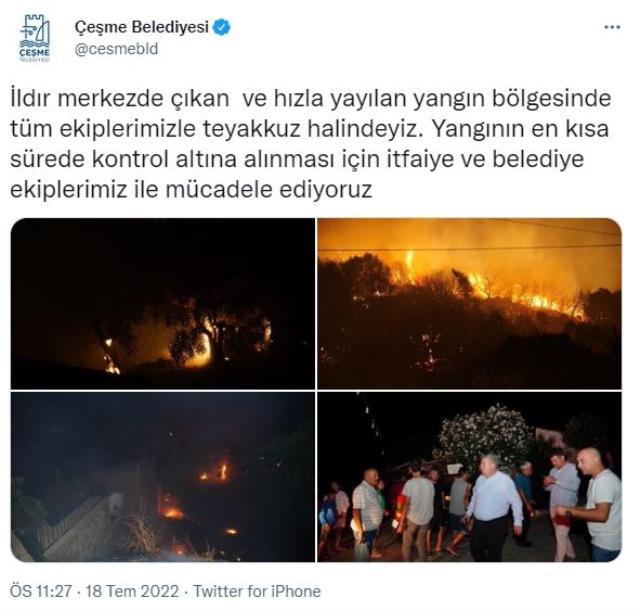 Son dakika haberleri: Çeşme'de yangın çıktı